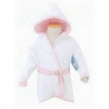 White Terry Hooded Bath Robe w/ Pastel Trim